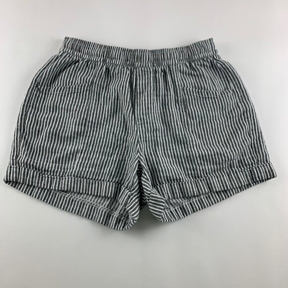 Old Navy Pants - Old Navy Black White Striped High Rise Linen Blend Pull On Shorts XS